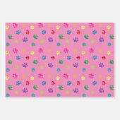 Niedliche Farbdrucke Muster Pink Blau Lila Geschenkpapier Set (Vorderseite)