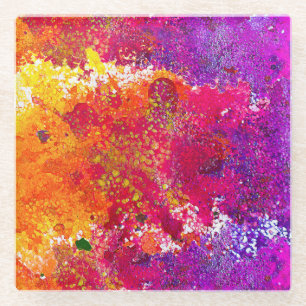Niedliche Farbe abstrakter Spritzer Farbe Glasuntersetzer