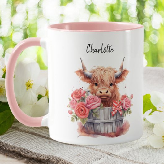 Niedliche Farbe des rosa, blühenden Kuhs Tasse