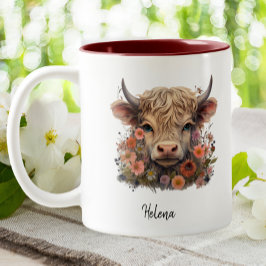 Niedliche Farbe des rosa, blühenden Kuhs Zweifarbige Tasse