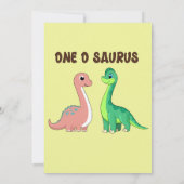 Niedliche Farbe eins O Saurus 1. Dinosaurier Gebur Einladung (Rückseite)
