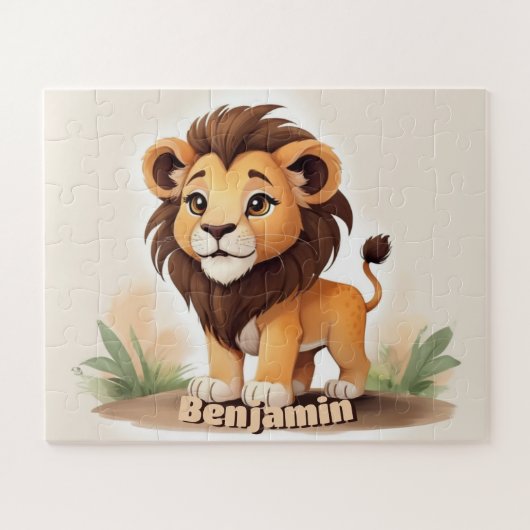 Niedliche Farbe Lion Personalisiert Kids Puzzle (Horizontal)