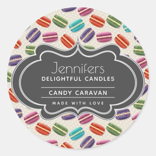 Niedliche Farbe Macarons Muster Kerzen Seifenabhan Runder Aufkleber (Vorderseite)
