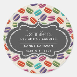 Niedliche Farbe Macarons Muster Kerzen Seifenabhan Runder Aufkleber