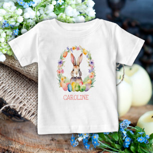 Niedliche Farbe Osterhase Name Baby T-shirt