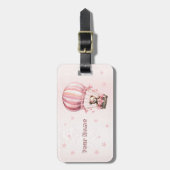 Niedliche Farbe Rosa Teddy Bär Heißluftballon Gepäckanhänger (Vorderseite vertikal)