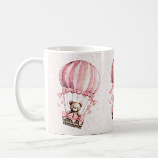 Niedliche Farbe Rosa Teddy Bär Heißluftballon Kaffeetasse (Links)