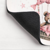 Niedliche Farbe Rosa Teddy Bär Heißluftballon Mousepad (Ecke)