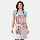 Niedliche Farbe Rosa Teddy Bär Heißluftballon Schürze (Getragen)