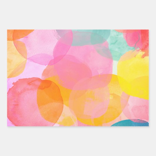 Niedliche Farbe Whimsischer Abstrakter Wasserfarbe Geschenkpapier Set (Vorderseite 3)