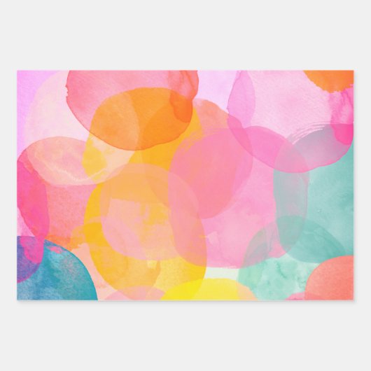 Niedliche Farbe Whimsischer Abstrakter Wasserfarbe Geschenkpapier Set (Vorderseite 2)