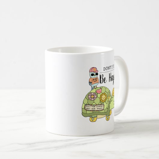 Niedliche Farben Kawaii Tortoise Cartoon Sei glück Kaffeetasse (VorderseiteRechts)