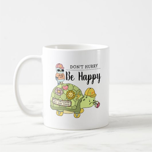 Niedliche Farben Kawaii Tortoise Cartoon Sei glück Kaffeetasse (Links)