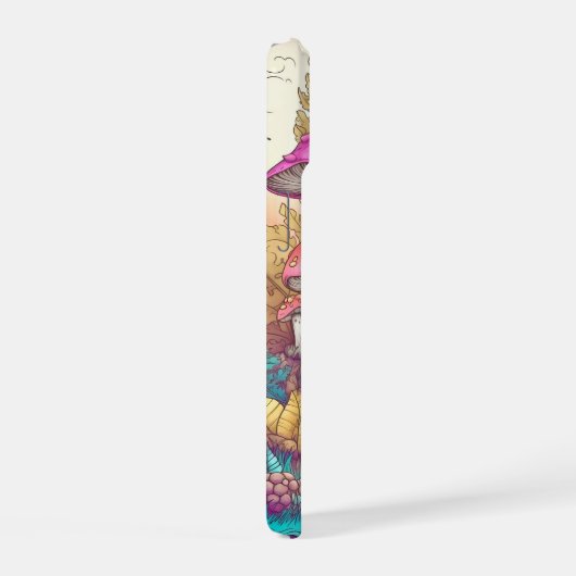 Niedliche Farben Pilzhaus Kunst iPhone 15 Hülle (Rechte Seite)