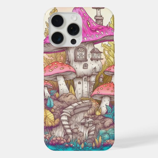 Niedliche Farben Pilzhaus Kunst iPhone Hülle (Rückseite)