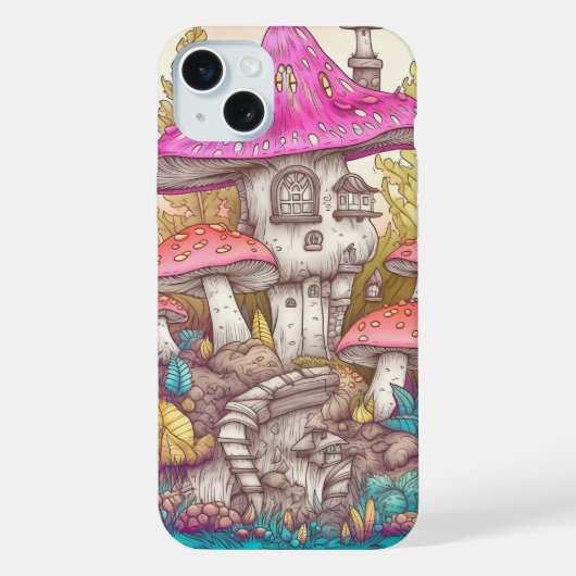 Niedliche Farben Pilzhaus Kunst iPhone Hülle (Rückseite)