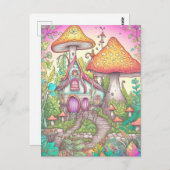 Niedliche Farben Psychedelische Pilze Kunst Postkarte (Vorne/Hinten)