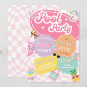 Niedliche Farben Sommer Schwimmbad Party Geburtsta Einladung (Vorne/Hinten)