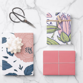 Niedliche Farben und Blumen für Hochzeiten Geschenkpapier Set