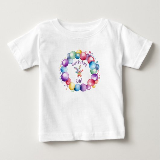Niedliche Farben Wasserfarbe Bunny und Polka Punkt Baby T-shirt (Vorderseite)