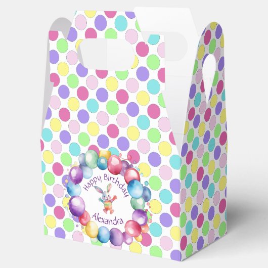Niedliche Farben Wasserfarbe Bunny und Polka Punkt Geschenkschachtel (Geöffnet)