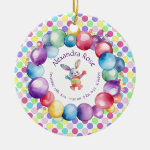 Niedliche Farben Wasserfarbe Bunny und Polka Punkt Keramik Ornament