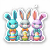 Niedliche, farbenfrohe 3 Ostersonne Aufkleber (Vorderseite)