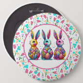 Niedliche, farbenfrohe 3 Ostersonne Button (Vorne & Hinten)