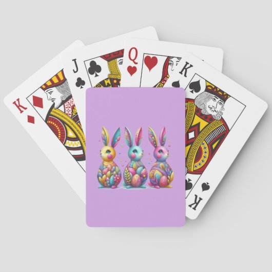Niedliche, farbenfrohe 3 Ostersonne Spielkarten (Rückseite)