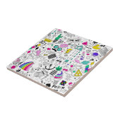 Niedliche Farbenfrohe 80er-Muster Fliese (Seite)