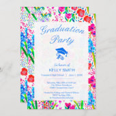 Niedliche farbenfrohe Aquarell Blume Graduierungsp Einladung (Vorne/Hinten)