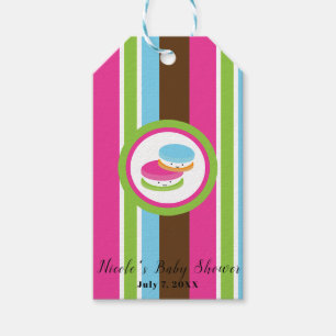 Niedliche farbenfrohe Bäckerei Macaroons Spaß Stri Geschenkanhänger