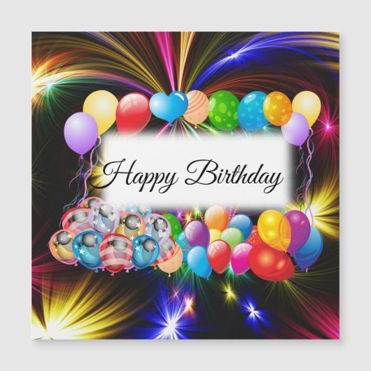 Niedliche, farbenfrohe Balloons, Feuerwerk, Geburt Magnetkarte (Vorderseite)