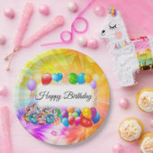 Niedliche, farbenfrohe Balloons, Feuerwerk, Geburt Pappteller (Party)