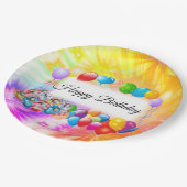 Niedliche, farbenfrohe Balloons, Feuerwerk, Geburt Pappteller (Schrägansicht)