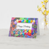 Niedliche, farbenfrohe Balloons, Feuerwerkskörper, Karte (Gelbe Blume)