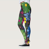 Niedliche farbenfrohe Blume auf schwarz Leggings (Links)