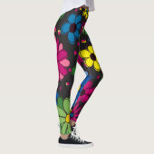 Niedliche farbenfrohe Blume auf schwarz Leggings (Rechts)