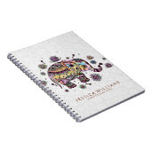 Niedliche farbenfrohe Blume Elephant Illustration Notizblock (Rechte Seite)