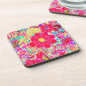 Niedliche farbenfrohe Blume Getränkeuntersetzer (Linke Seite)