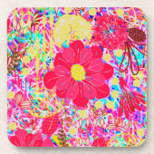 Niedliche farbenfrohe Blume Getränkeuntersetzer (Vorderseite)