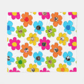 Niedliche farbenfrohe Blume Hund Mama Fun Foto Col Fleecedecke (Vorderseite (Horizontal))