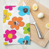 Niedliche farbenfrohe Blume Hund Mama Fun Foto Col Geschirrtuch (Viertel Falte)