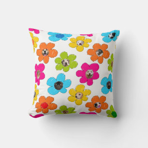 Niedliche farbenfrohe Blume Hund Mama Fun Foto Col Kissen