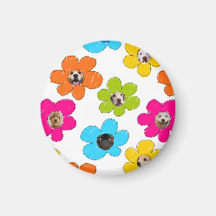 Niedliche farbenfrohe Blume Hund Mama Fun Foto Col Magnet