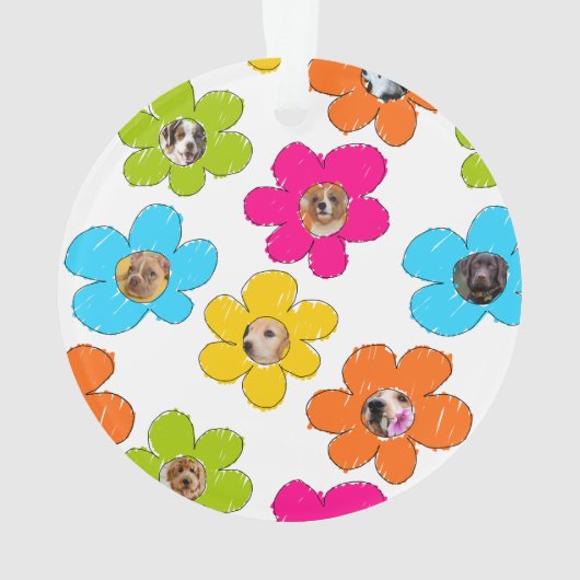 Niedliche farbenfrohe Blume Hund Mama Fun Foto Col Ornament (Rückseite)