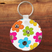 Niedliche farbenfrohe Blume Hund Mama Fun Foto Col Schlüsselanhänger (Rückseite)