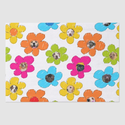 Niedliche farbenfrohe Blume Hund Mama Fun Foto Col Seidenpapier (Vorderseite)