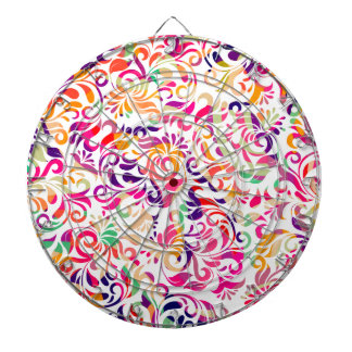 Niedliche, farbenfrohe Blume-Muster All Over-Pri Dartscheibe