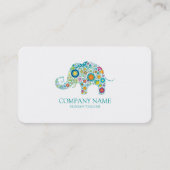 Niedliche farbenfrohe Blumenlephon Türkis Typograf Visitenkarte (Vorderseite)